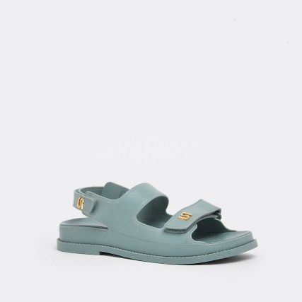 RIVER ISLAND Green two strap jelly sandals - flipped