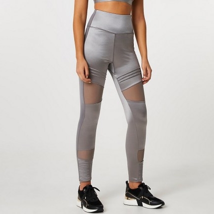 RIVER ISLAND Grey RI Active mesh panelled leggings ~ semi sheer sportswear