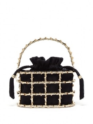 ROSANTICA Holli Jungla crystal-embellished cage handbag | small luxe caged bags