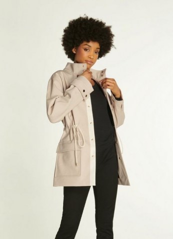 L.K. BENNETT HOLLIE BEIGE COAT ~ stylish drawcord waist jacket ~ casual outerwear - flipped