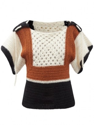 Retro knitwear | BATSHEVA Hooded crochet short-sleeve sweater | Vintage style sweaters - flipped
