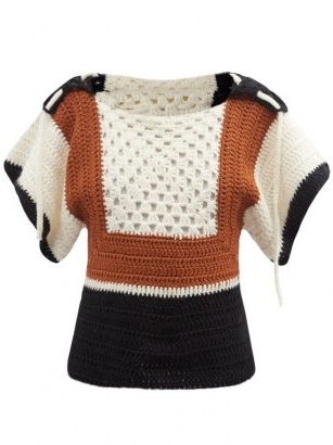 Retro knitwear | BATSHEVA Hooded crochet short-sleeve sweater | Vintage style sweaters