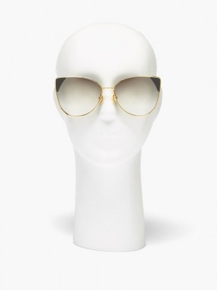 LINDA FARROW Ida cat-eye 18kt gold-plated sunglasses | large metal framed sunnies - flipped