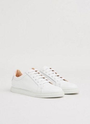 L.K. Bennett JACK WHITE NAPPA LEATHER TRAINERS | leather low top sneakers - flipped