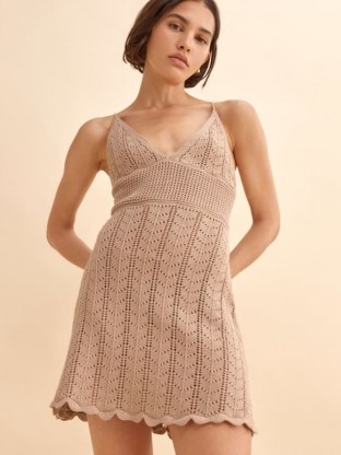 REFORMATION Junio Open Knit Dress ~ strappy knitted mini dresses