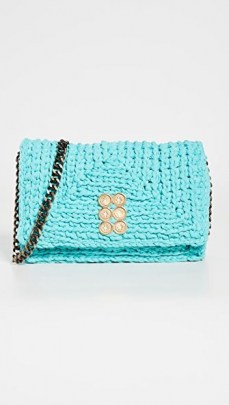Kooreloo Crochet Bag in Seafoam Green ~ knitted chain strap flap bags