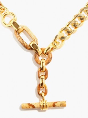 BOTTEGA VENETA 18kt gold-plated sterling-silver chain necklace ~ jasper stone necklaces ~ chunky chains - flipped