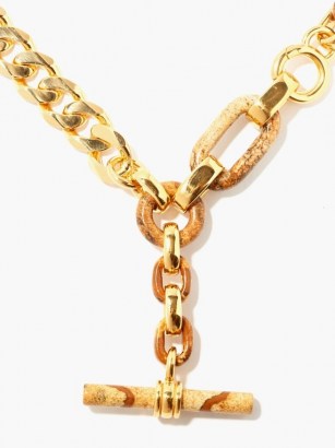 BOTTEGA VENETA 18kt gold-plated sterling-silver chain necklace ~ jasper stone necklaces ~ chunky chains