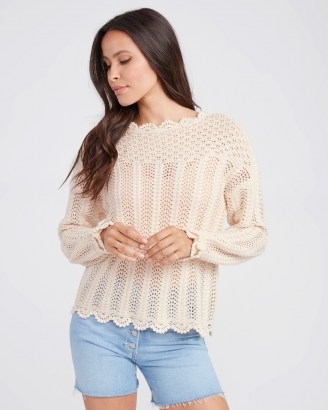 PAIGE Kuzuyu Sweater Ecru | crochet scalloped edge sweaters