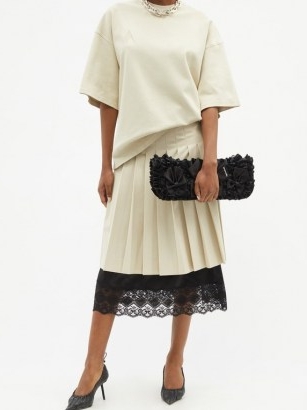 VAQUERA Lace-trimmed pleated twill skirt