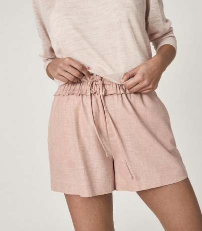 REISS LACEY LINEN BLEND DRAWCORD SHORTS ~ pink sports-inspired clothing ~ casual weekend style - flipped