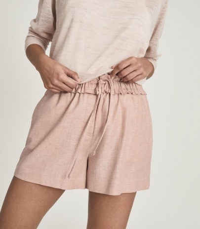 REISS LACEY LINEN BLEND DRAWCORD SHORTS ~ pink sports-inspired clothing ~ casual weekend style