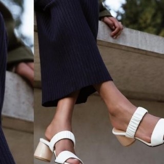 DEAR FRANCES SCRUNCH MULE CHALK ~ white leather double strap mules with sculptural wooden heel - flipped