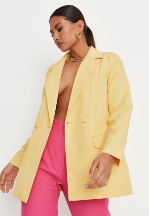 MISSGUIDED lemon tailored longline blazer ~ women’s yellow summer blazers - flipped