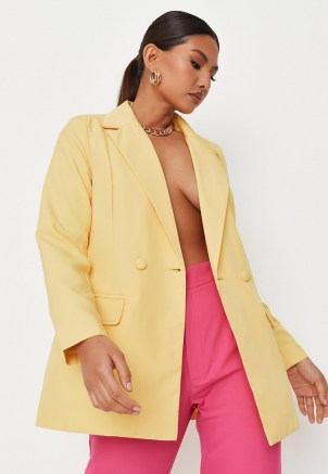 MISSGUIDED lemon tailored longline blazer ~ women’s yellow summer blazers