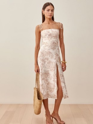 REFORMATION Liesel Linen Dress in Abalone / skinny strap dresses