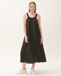 Jigsaw LINEN-BLEND RUCHED MAXI DRESS / black sundresses