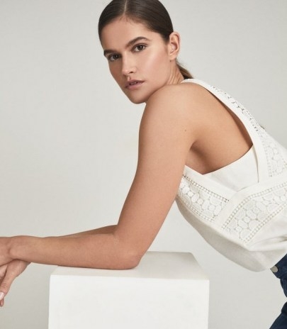 REISS LOIS EMBROIDERED SLEEVELESS TOP WHITE ~ little details make a big impact ~ summer tops with embroidery - flipped