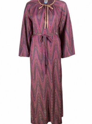 M Missoni abstract-pattern maxi dress in pink / purple – long knitted vintage style dresses - flipped
