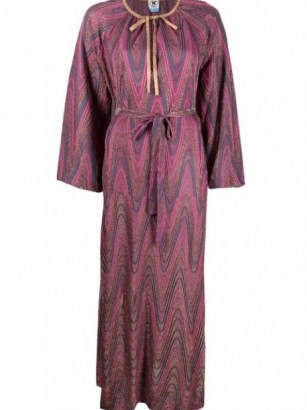 M Missoni abstract-pattern maxi dress in pink / purple – long knitted vintage style dresses