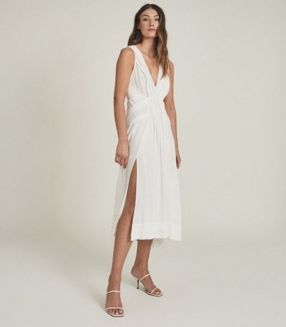 MARCELLA SPLIT FRONT BEACH DRESS WHITE / poolside glamour / glamorous beachwear dresses