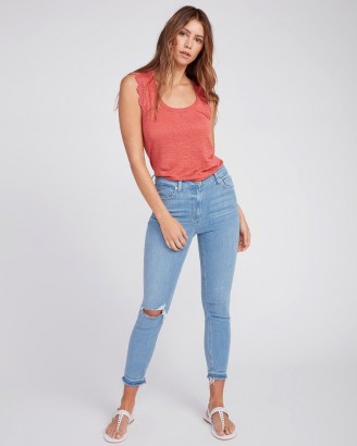 PAIGE Margot Crop in Sunray Destructed | high waist skinnies with undone hems - flipped