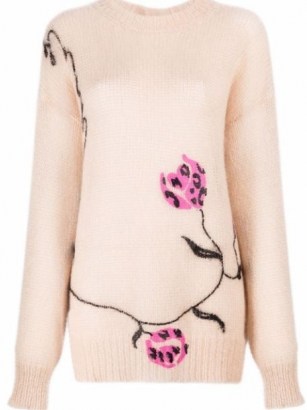 Marni floral print jumper / longline sheer beige jumpers - flipped
