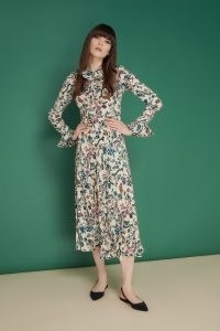 jane MARTHA SECRET GARDEN MIDI DRESS / floral ruffle trim dresses / goat fashion