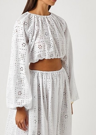 MATTEAU The Crochet Broderie white cropped top