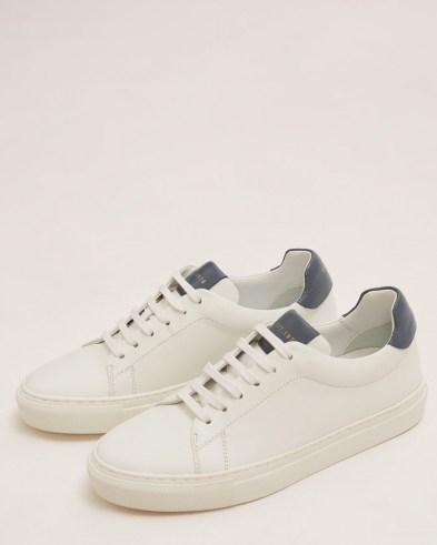 JIGSAW MIAH LACE UP LEATHER TRAINER ~ white low top trainers - flipped