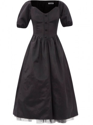 BATSHEVA Minnie V-neck tulle-lined moiré dress | 1950s style dresses | vintage look fashion | retro clothing - flipped