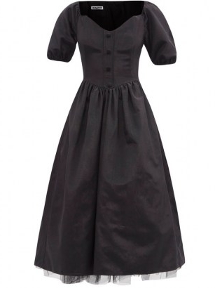 BATSHEVA Minnie V-neck tulle-lined moiré dress | 1950s style dresses | vintage look fashion | retro clothing