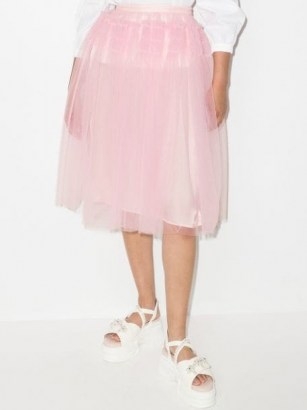 Molly Goddard Eryka tulle midi skirt in ballet pink – sheer overlay skirts - flipped