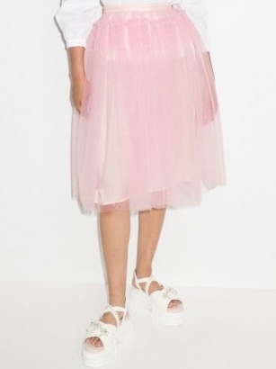 Molly Goddard Eryka tulle midi skirt in ballet pink – sheer overlay skirts