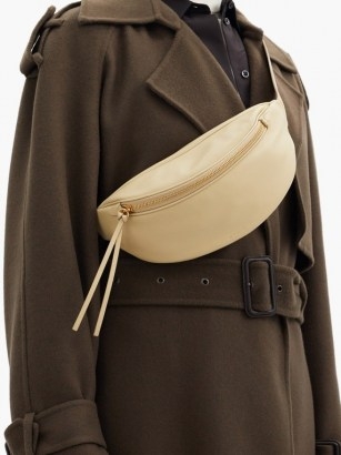 JIL SANDER Moon logo-debossed leather belt bag | luxe beige bum bags - flipped