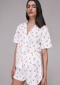 Whistles CHERRY PRINT SHORT PYJAMAS – cotton printed PJs – fruit prints on nightwear