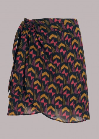 Whistles GEOMETRIC IKAT WRAP SKIRT – vivid prints – side tie skirts - flipped
