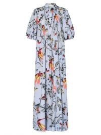 ERDEM Mustique parrot-print poplin dress. WILD BIRD PRINTS ON MAXI DRESSES