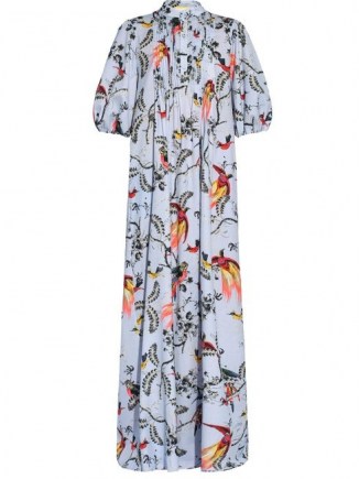 ERDEM Mustique parrot-print poplin dress. WILD BIRD PRINTS ON MAXI DRESSES - flipped
