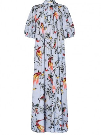 ERDEM Mustique parrot-print poplin dress. WILD BIRD PRINTS ON MAXI DRESSES