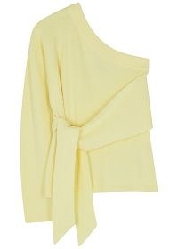 NANUSHKA Cleto yellow one-shoulder stretch-cotton jumper ~ chic asymmetric tie waist jumpers