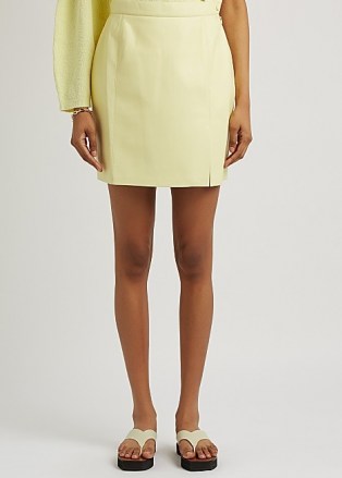 NANUSHKA Gima yellow regenerated leather mini skirt ~ luxe split hem skirts