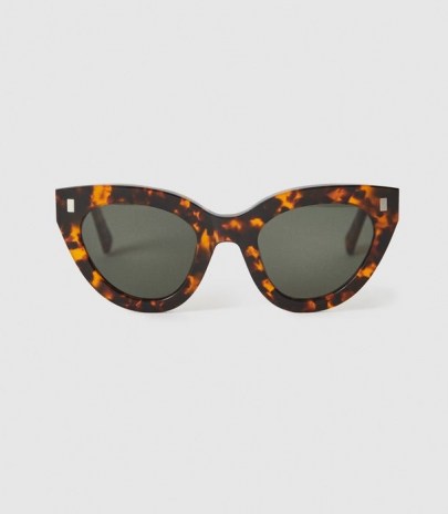 REISS NEKO MONOKEL EYEWEAR ACETATE SUNGLASSES BROWN ~ chic retro sunnies ~ vintage style summer eyewear - flipped
