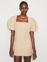 FRAME Nina Dress Pebble | puff sleeve square neck mini dresses