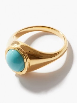 BY ALONA Ocean Breeze turquoise & gold-plated ring | blue cabochon stone rings - flipped