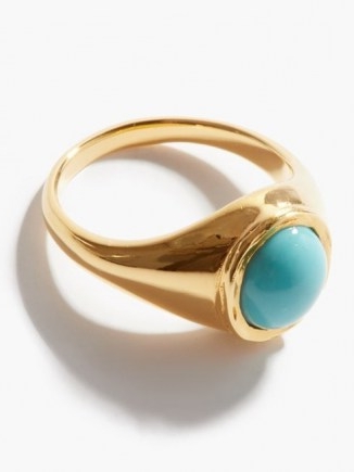 BY ALONA Ocean Breeze turquoise & gold-plated ring | blue cabochon stone rings