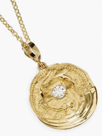 AZLEE Ocean diamond & 18kt gold dolphin embossed necklace / sea inspired pendant necklaces - flipped