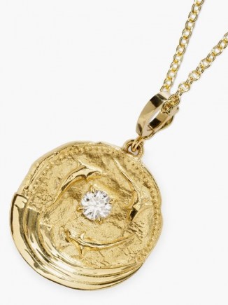 AZLEE Ocean diamond & 18kt gold dolphin embossed necklace / sea inspired pendant necklaces