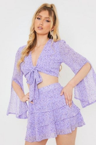 OLIVIA BOWEN PURPLE FLORAL PRINT TIERED CO-ORD SKIRT