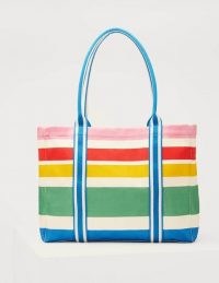 BODEN Olivia Large Canvas Tote / colourful striped beach bag